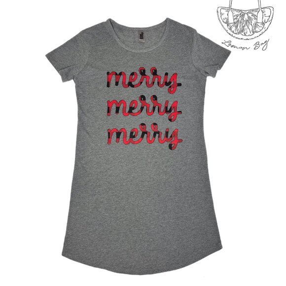 Instant Message / Long T-shirt Pajamas Graphic Christmas/ Size S / Color Grey - Picture 2 of 4